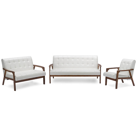 BAXTON STUDIO Mid-Century Masterpieces 3 Pieces Living Room Set - White 115-6236-6237-6238